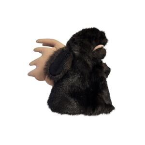 Wildkin Moose hand puppet plush faux fur brown eyes tan antlers Vintage 1980s